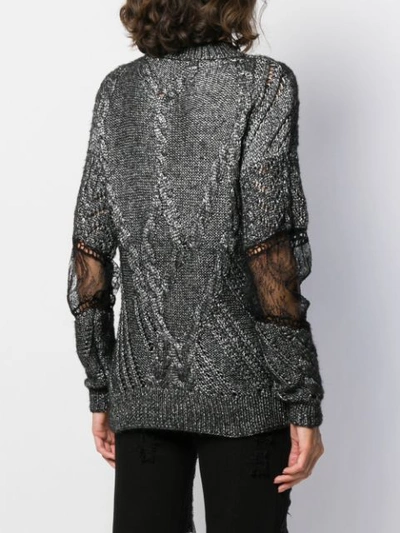 Shop Almaz Lace Detailed Cable Knit Jumper In Black