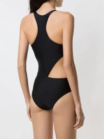 Shop Gloria Coelho Two-tone Geometric Swimsuit In Black