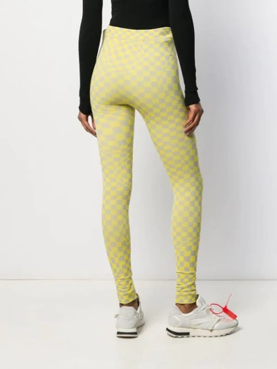 Shop Off-white Check Print Leggings In Yellow