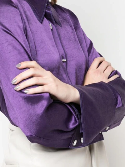 Shop Nanushka Mandine Curved Hem Shirt In Purple