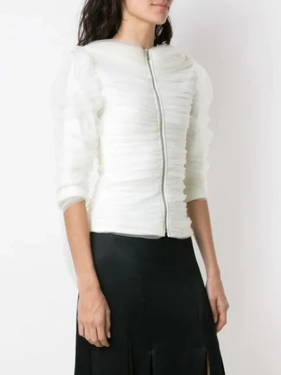 Shop Gloria Coelho Draped Tulle Blouse In White