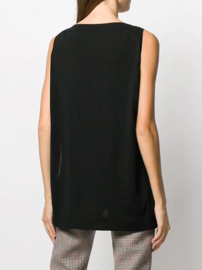 Shop Ferragamo Printed Front Sleeveless Top In Black