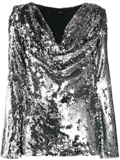 Shop Ellery Sequin-embroidered Top In Silver