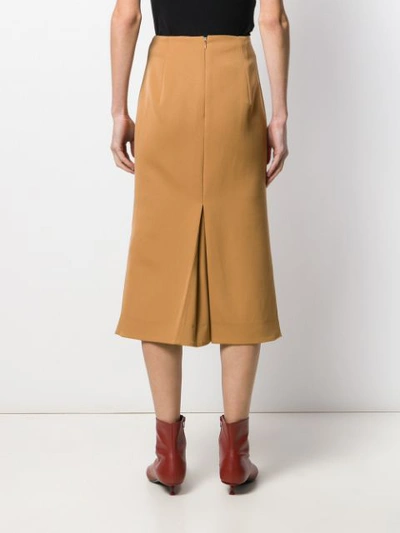 Shop Victoria Beckham Pleated Details Midi Skirt In Brown