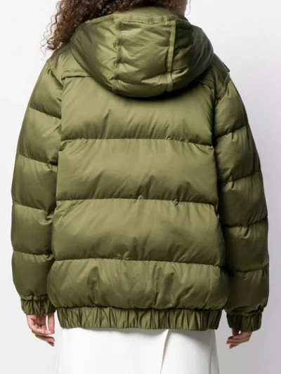 Shop Sandro Padded Hooded Coat In Green