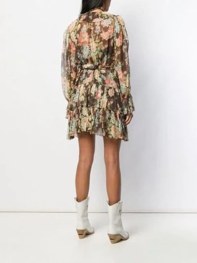 Shop Zimmermann Floral Print Belted Dress - Neutrals