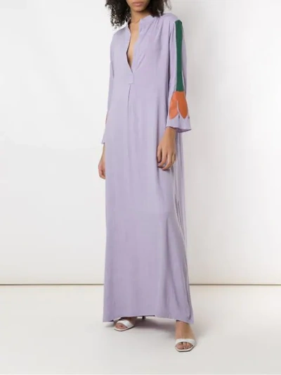 Shop Adriana Degreas Tulip Appliqué Maxi Kaftan In Purple