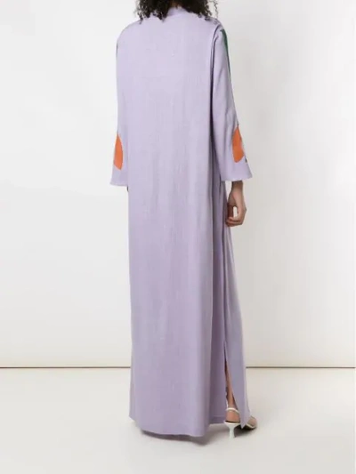 Shop Adriana Degreas Tulip Appliqué Maxi Kaftan In Purple