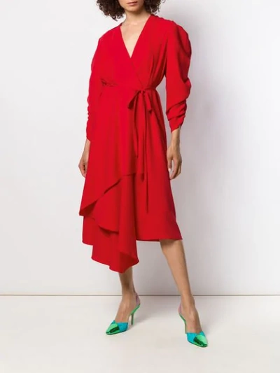 Shop A.w.a.k.e. Mode Draped Midi Dress - Red
