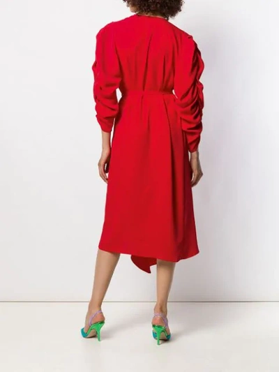 A.W.A.K.E. MODE DRAPED MIDI DRESS - 红色