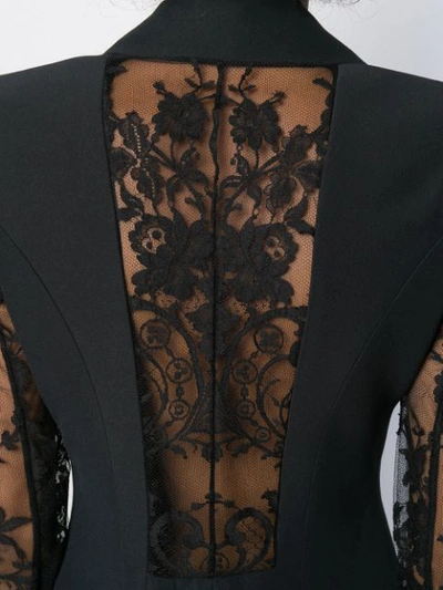 Shop Alexander Mcqueen Lace Panels Single-breasted Blazer In Black