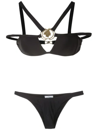 Shop Amir Slama Metallic Embellishment Bikini Set In Black