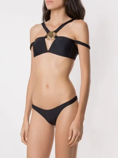 Shop Amir Slama Metallic Embellishment Bikini Set In Black