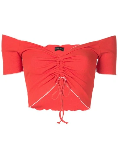 Shop Callipygian Cinch Cropped T-shirt In Red