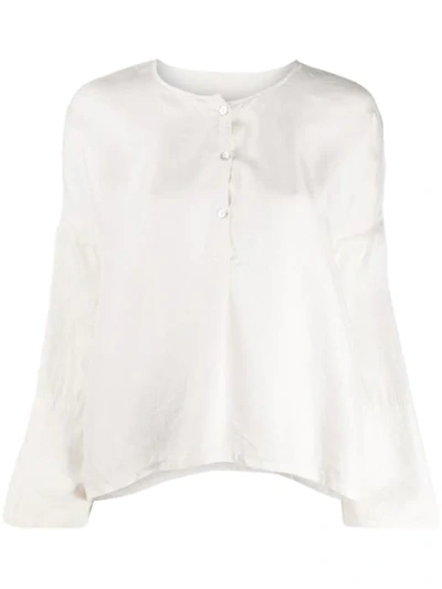 Shop Raquel Allegra Patchwork Jagger Shirt In White