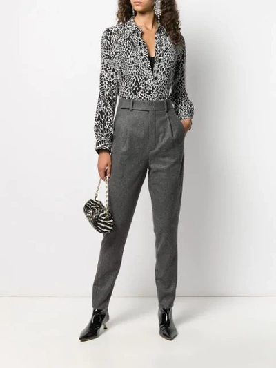 Shop Saint Laurent High-rise Tailored Trousers In Grey