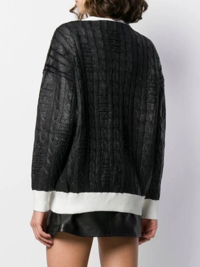 Shop Gcds Metallic Cable Knit Cardigan In Black