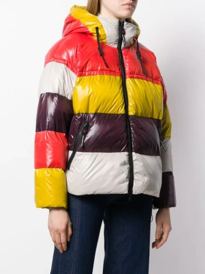 Peuterey Colour-block Hooded Puffer Jacket In Purple