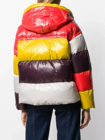 Peuterey Colour-block Hooded Puffer Jacket In Purple