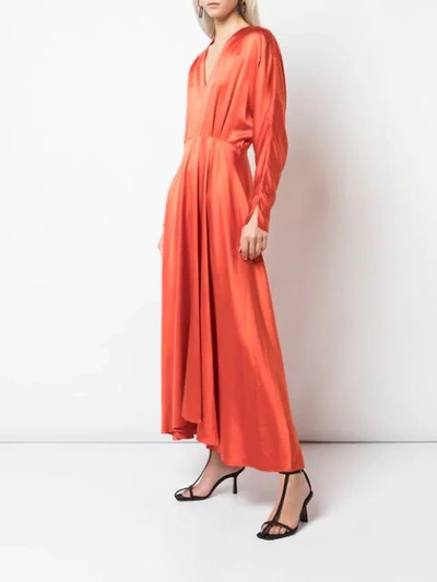 Shop Alejandra Alonso Rojas Pleated Waist Dress In Orange