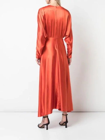 Shop Alejandra Alonso Rojas Pleated Waist Dress In Orange