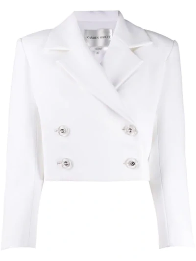 Shop Carmen March Doppelreihige Cropped-jacke In White