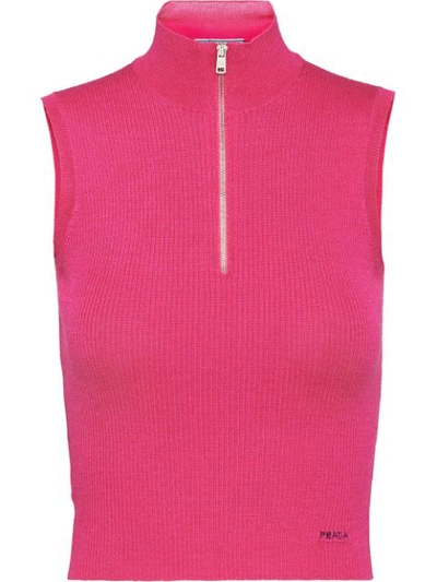 Shop Prada Wool And Silk Top In Pink