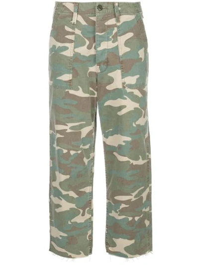 Shop Mother Cropped Camouflage-print Jeans In Green