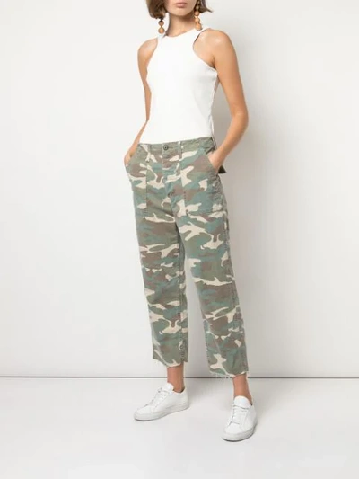 Shop Mother Cropped Camouflage-print Jeans In Green