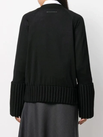 Shop Mm6 Maison Margiela Ribbed Cuffs Jumper In Black