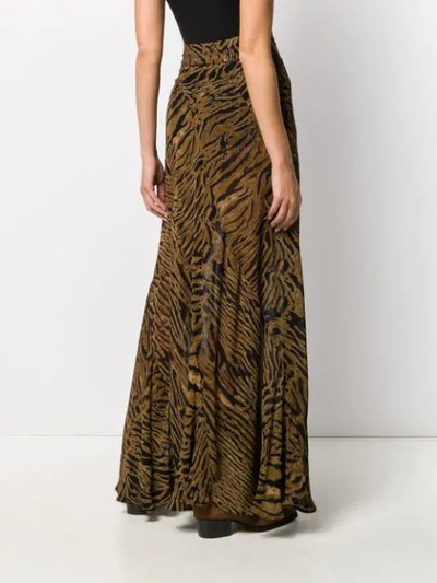 Shop Ganni Tiger-print Maxi Skirt In Brown