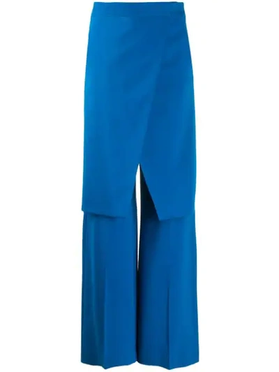 Shop Mm6 Maison Margiela Layered Straight-leg Trousers In Blue