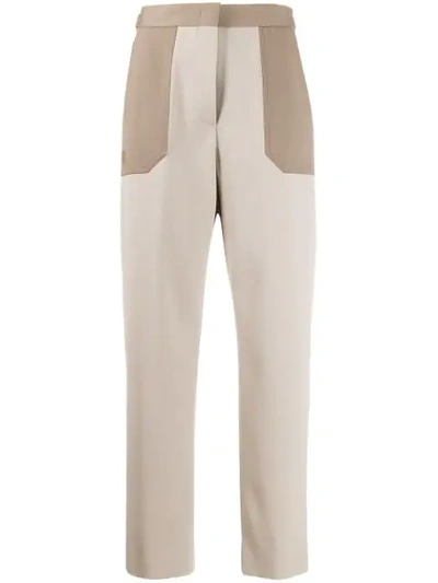 Shop Fendi High-waisted Trousers In Neutrals