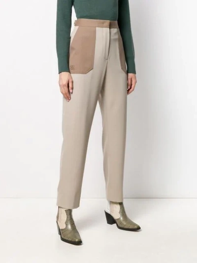 Shop Fendi High-waisted Trousers In Neutrals