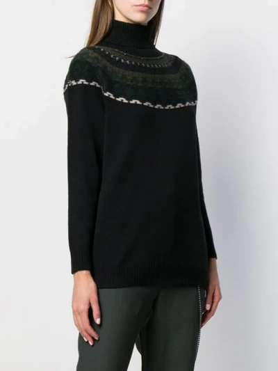 Shop Lamberto Losani Intarsia Knit Sweater In Black