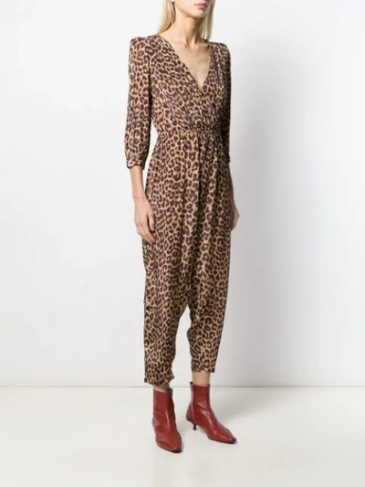 Shop Mes Demoiselles Leopard Print Jumpsuit In Brown