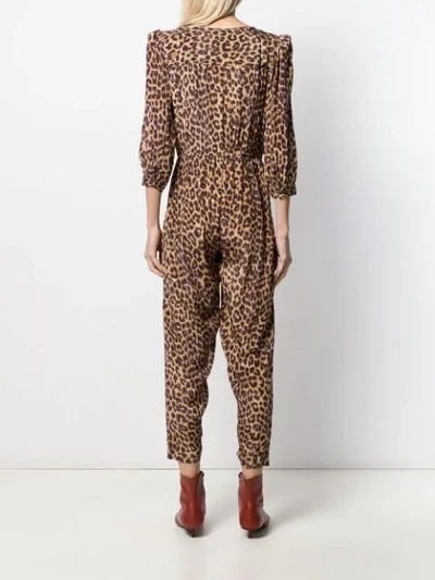 Shop Mes Demoiselles Leopard Print Jumpsuit In Brown