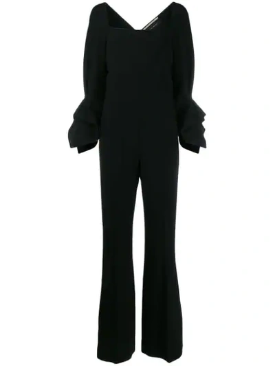 Shop Roland Mouret Ruffled Cuff Jumpsuit In Black