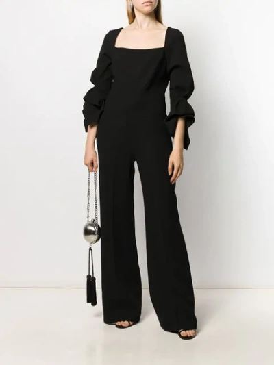 Shop Roland Mouret Ruffled Cuff Jumpsuit In Black