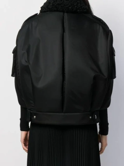 Shop Prada Shearling-collar Bomber Jacket In 002  Balck