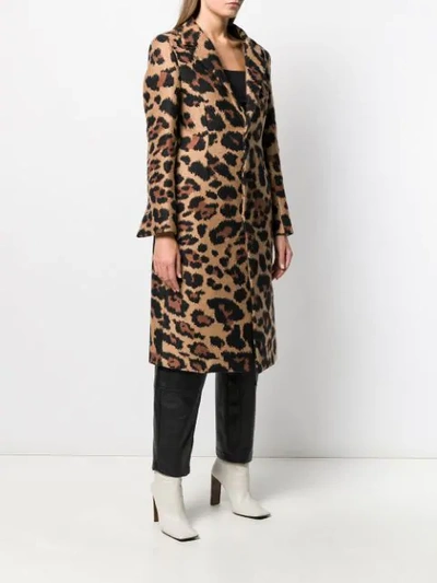 Shop Bottega Veneta Leopard Single Breasted Coat In Brown