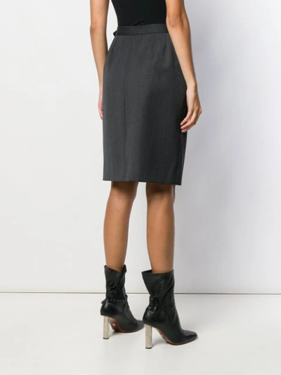 Pre-owned Saint Laurent 1980's Straight Skirt In Grey