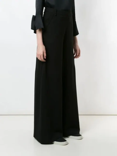 Shop Gloria Coelho Slit Pockets Wide Leg Trousers In Black