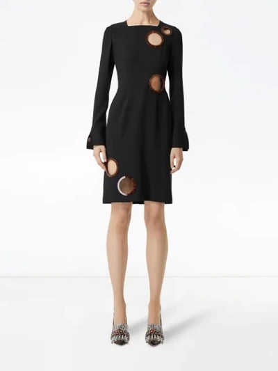 Burberry Cut-out Detail Stretch Silk Crepe Shift Dress In Black