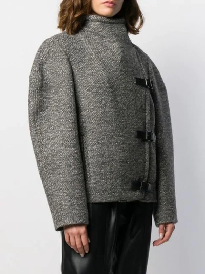 Shop Isabel Marant Nate Oversized Buckled Jacket In Grey