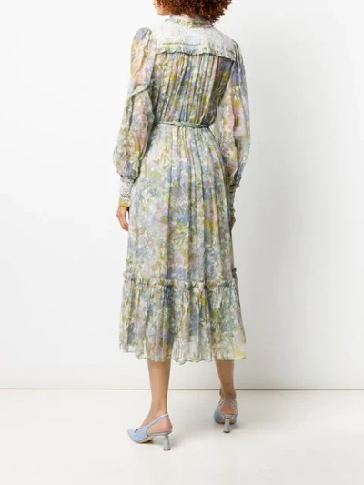 Shop Zimmermann Floral Patterned Midi Dress In Green