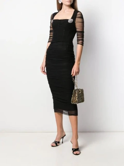 Dolce & Gabbana Tulle Midi Dress In Black