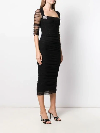 Shop Dolce & Gabbana Tulle Midi Dress In Black