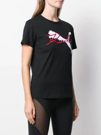 Shop Puma X Karl Lagerfeld Embroidered T-shirt In Black