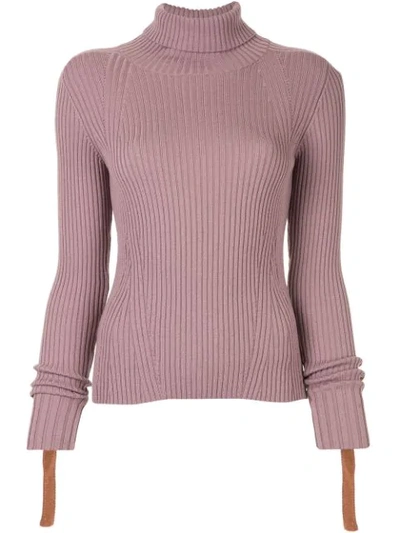 Shop Portspure Ribbed Slim-fit Jumper In Purple